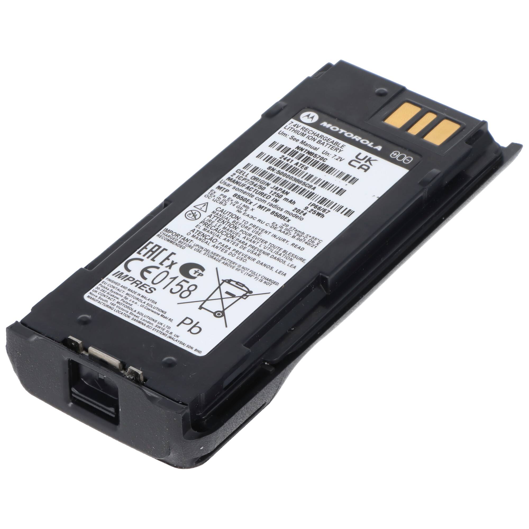 Originalakku Motorola MTP8000er ATEX Serie, MTP8500, NNTN8570B, 7,4V, 1250mAh
