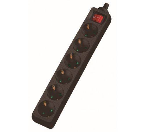 Dexlan Steckdosenleiste 6-fach, mit Schalter, Anschlussleitung 4,0 m, schwarz