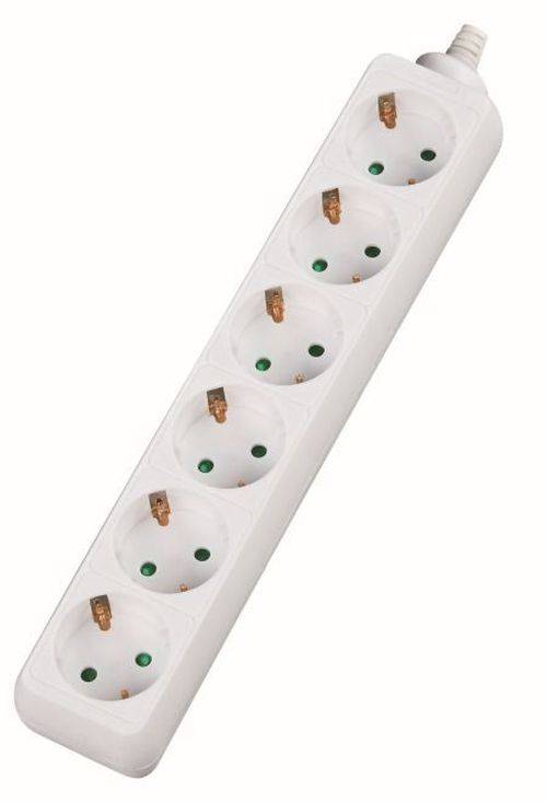 Dexlan Steckdosenleiste 6-fach, Anschlussleitung 3,0 m, weiß