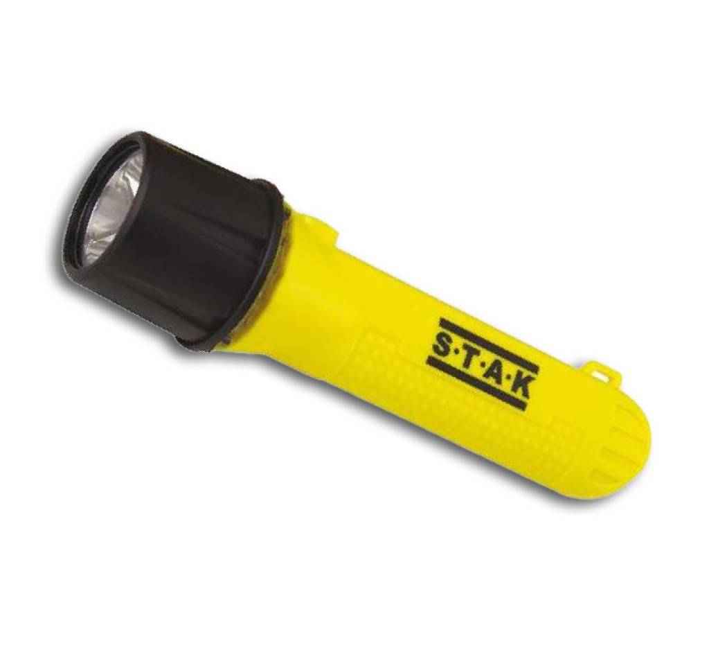 LED-Taschenlampe FATEX 011 LED/1 WReichweite 130 MeterExplosionsgeschütztABS-Gehäuse gelb/schwarz, stoß- und wasserfest, IP 67Batterietyp AA Mignon