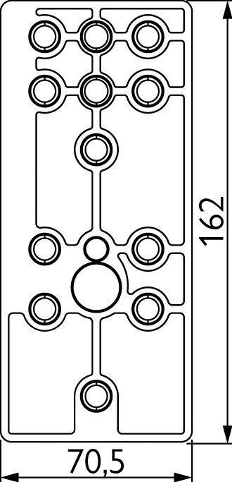 Abstraktes schwarz-weißes Muster mit Kreisen und Linien auf einem vertikalen Rechteck. Nummer '162' an der rechten Kante.