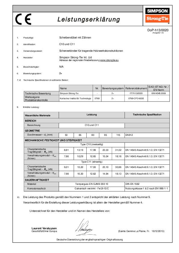 Simpson GEKA-Dübel C11, 1-seitig 65x16,5x15