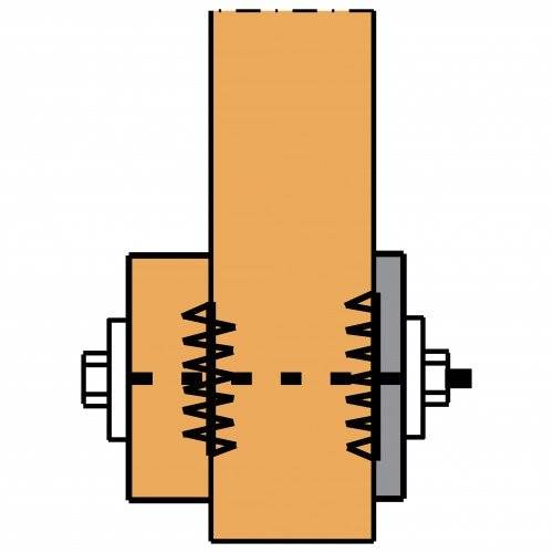 Querschnittsdiagramm einer Schwalbenschwanzverbindung in der Holzbearbeitung mit detaillierter Ansicht der verriegelnden Komponenten und Befestigungselemente zur Veranschaulichung des Designs.