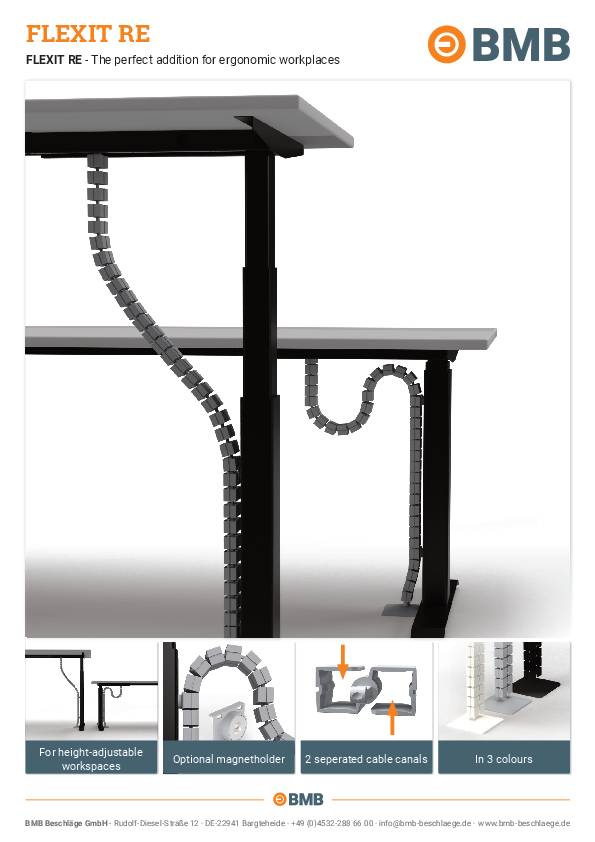 BMB FLEXIT RE, Kabelführung für höhenverst. Arbeitsplätze