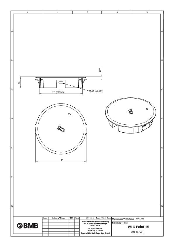 BMB WLC Point 15, 15 W, Ø80 mm, Schwarz