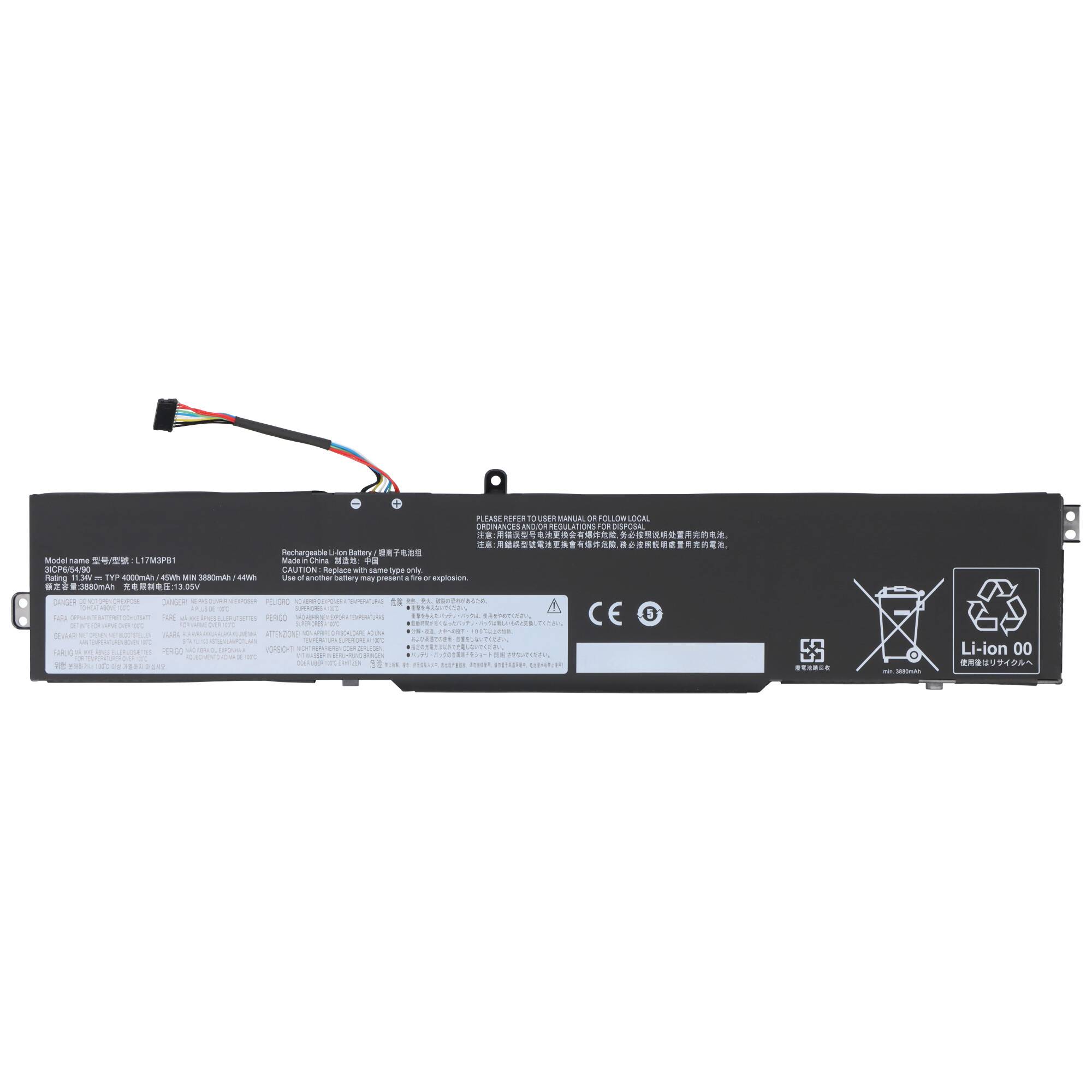 Akku passend für Lenovo IdeaPad 330-15ICH, Li-Polymer, 11,34V, 3880mAh, 44Wh, built-in, ohne Werkzeug