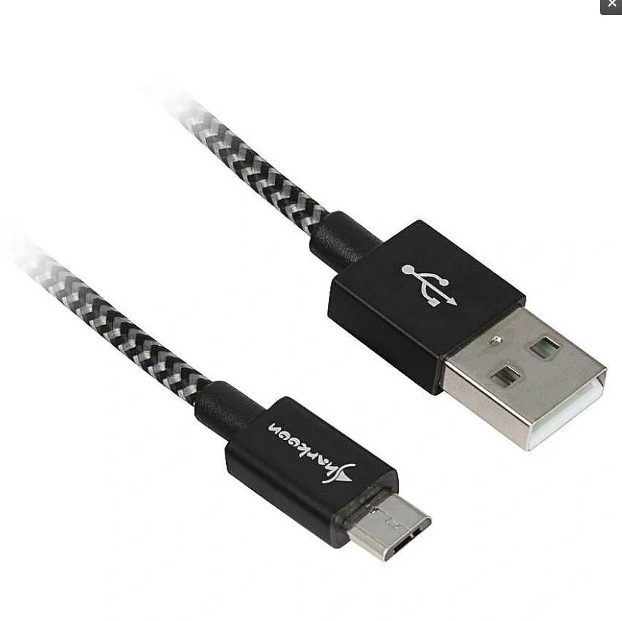 Sharkoon USB 2.0 Kabel USB-A Stecker> Micro-USB schwarz/grau 3 Meter - Kabel - D