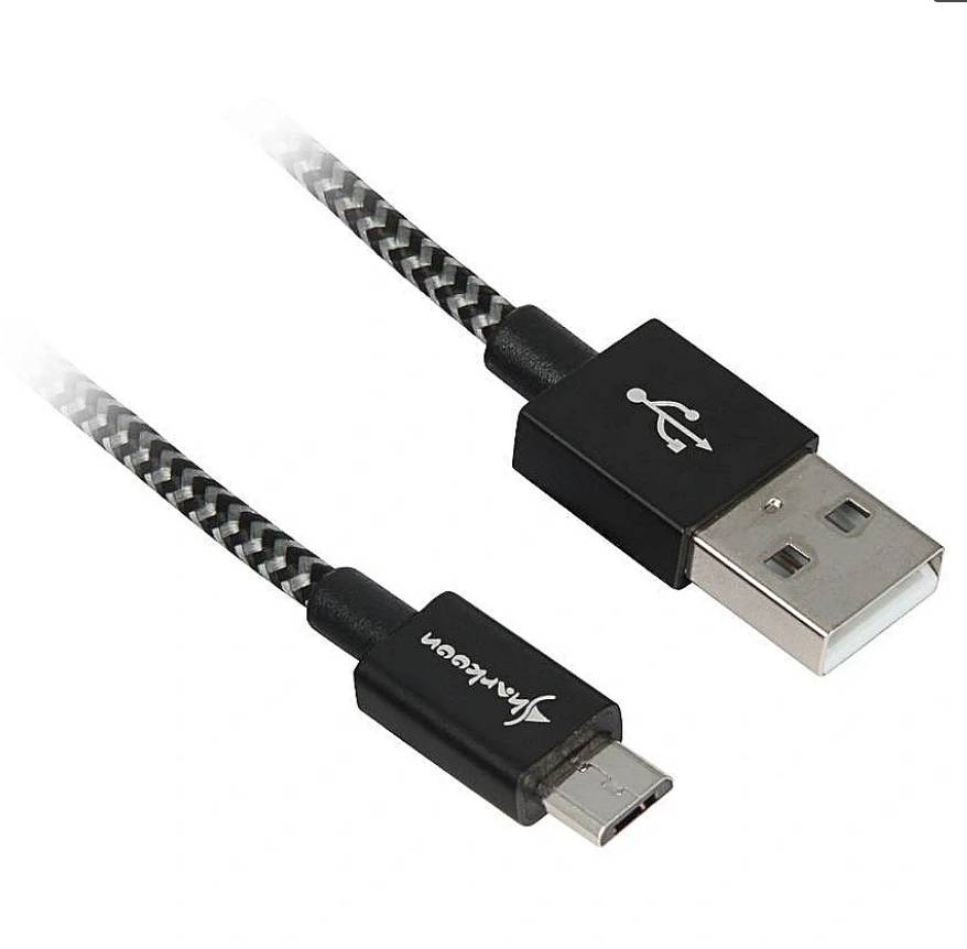 Sharkoon USB 2.0 Kabel USB-A Stecker> Micro-USB schwarz/grau 1 Meter - Kabel - D