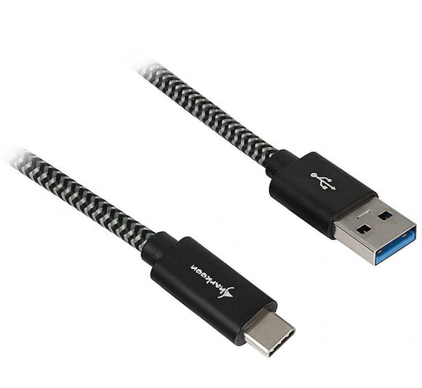 Sharkoon USB 3.2 Gen 2 Kabel USB-A Stecker> USB-C schwarz/grau 0.5 Meter - Kabel