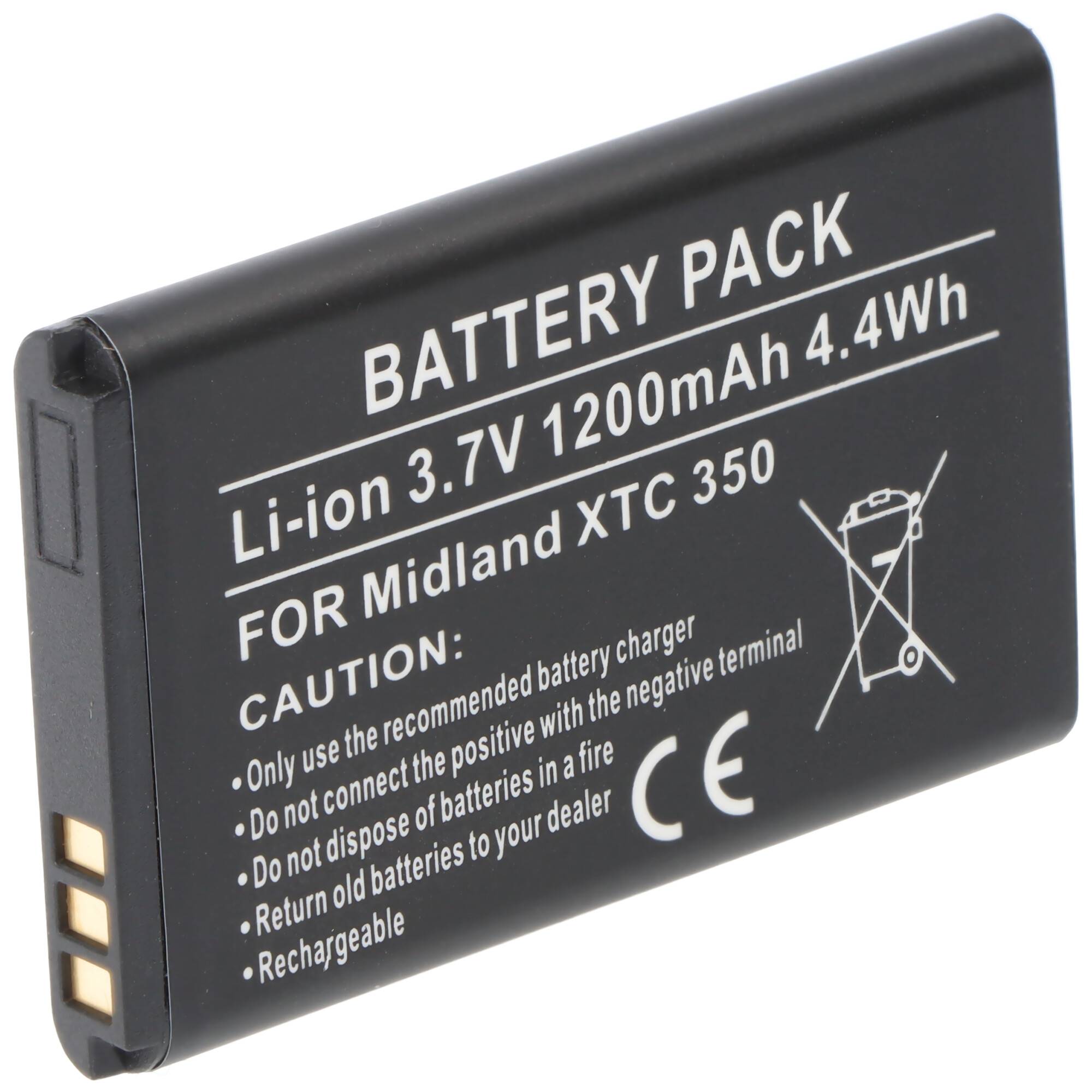 Akku passend für Midland XTC 350, Li-ion, 3,7V, 1200mAh, 4,4Wh