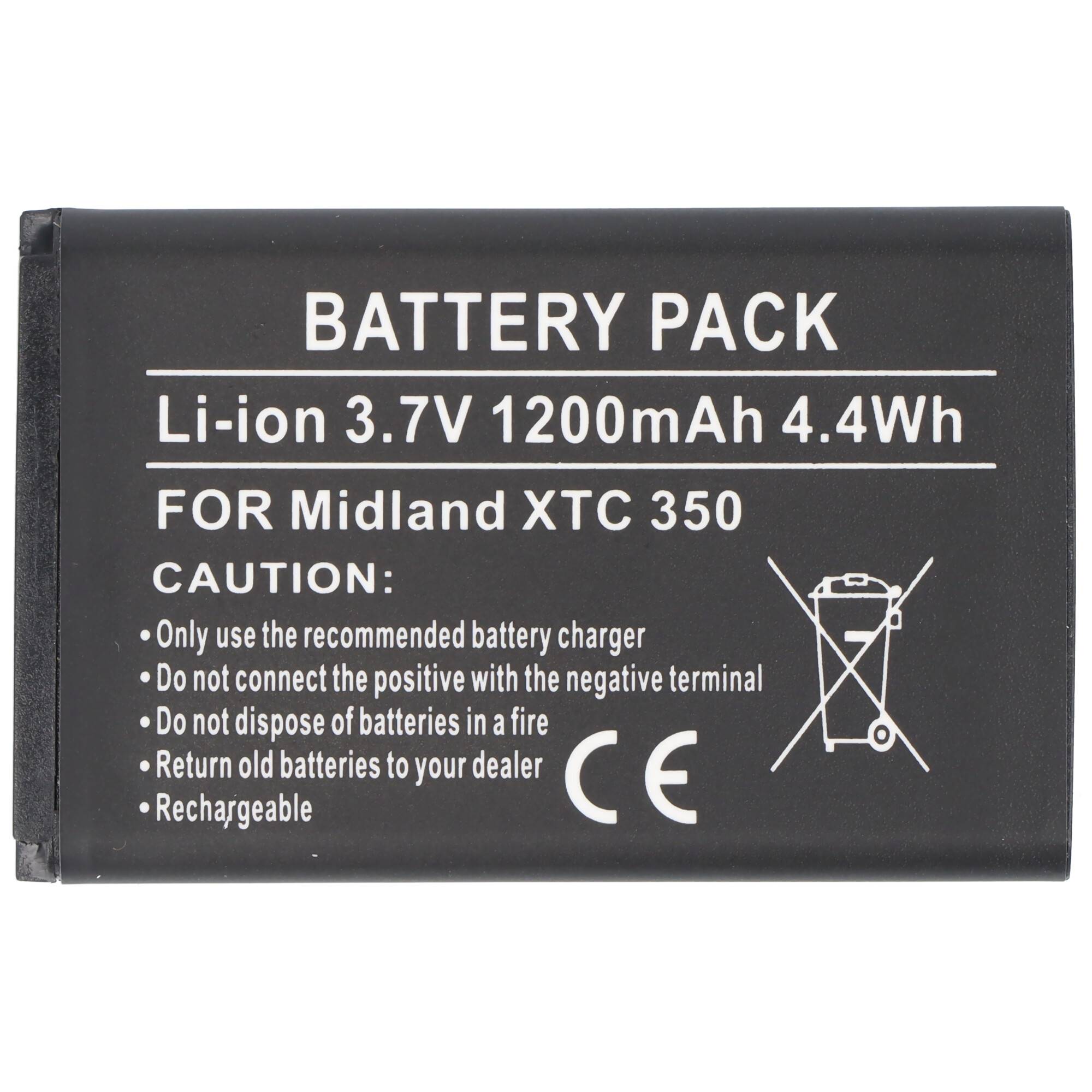 Akku passend für Midland XTC 350, Li-ion, 3,7V, 1200mAh, 4,4Wh