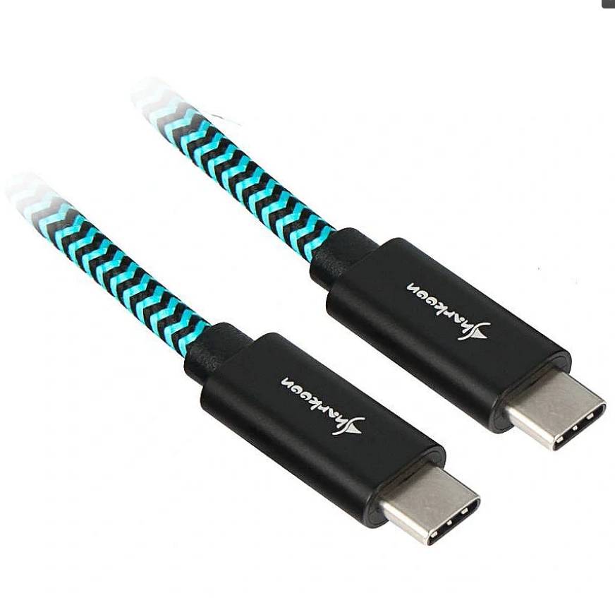 Sharkoon USB 3.2 Gen 2 Kabel USB-C Stecker> schwarz/hellblau 1 Meter - Kabel - D