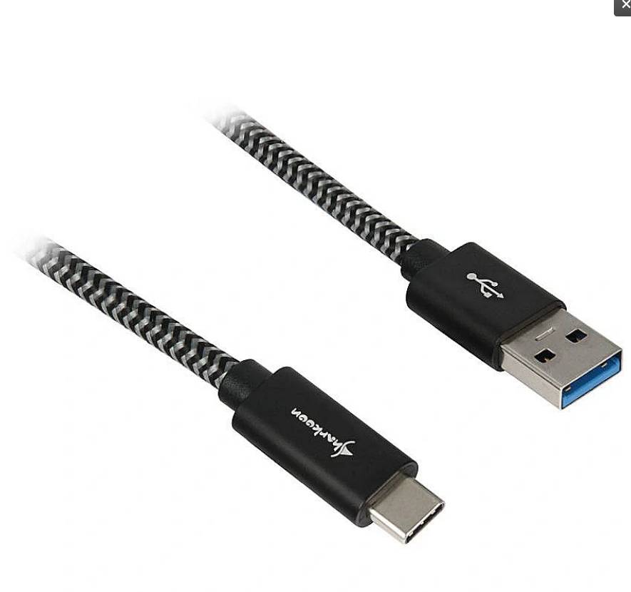 Sharkoon USB 3.2 Gen 2 Kabel USB-A Stecker> USB-C schwarz/grau 1 Meter - Kabel -
