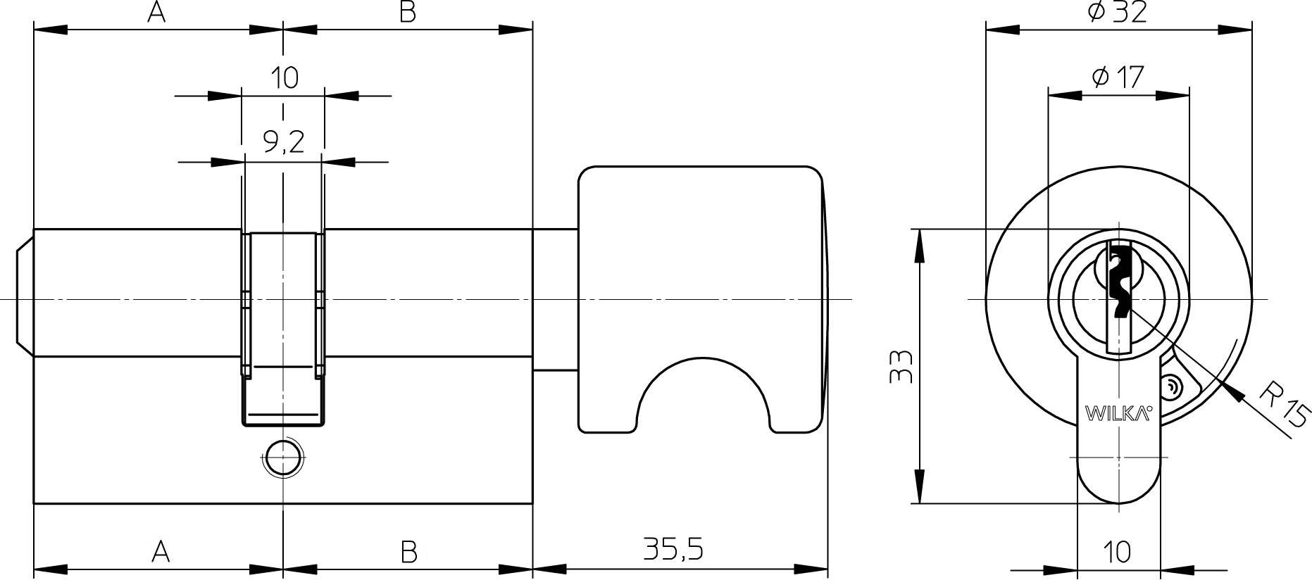 WILKA Knaufzylinder 1405 Mmv S 30-K35 mm