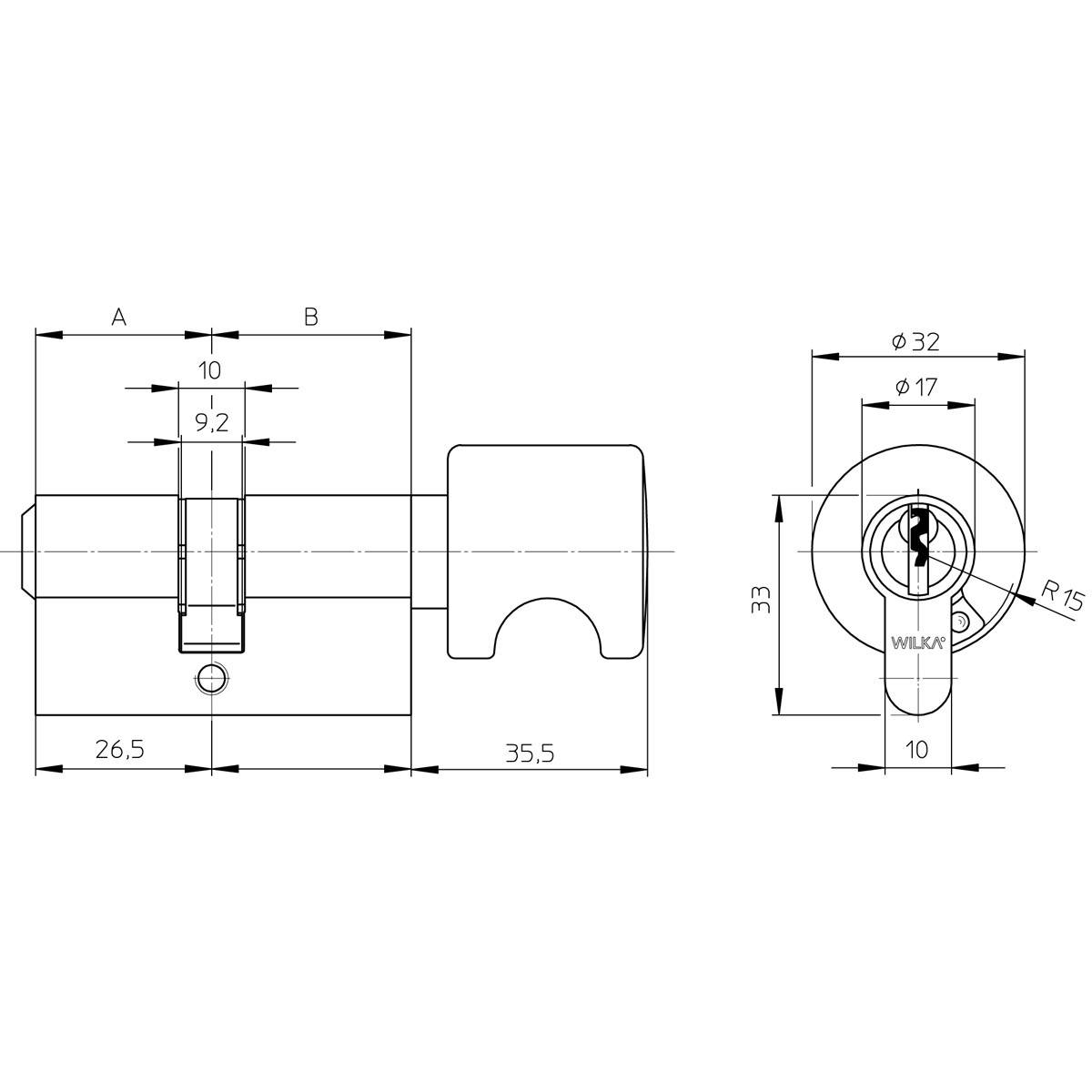 WILKA Knaufzylinder 1484 Mmv S 26-K40 mm