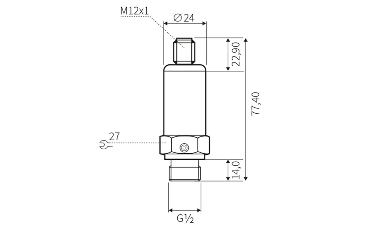 Frontbündiger Drucktransmitter G1/2A - Außengewinde,G 1/2,Frontbündig - 1 bar - AP205 - autosen