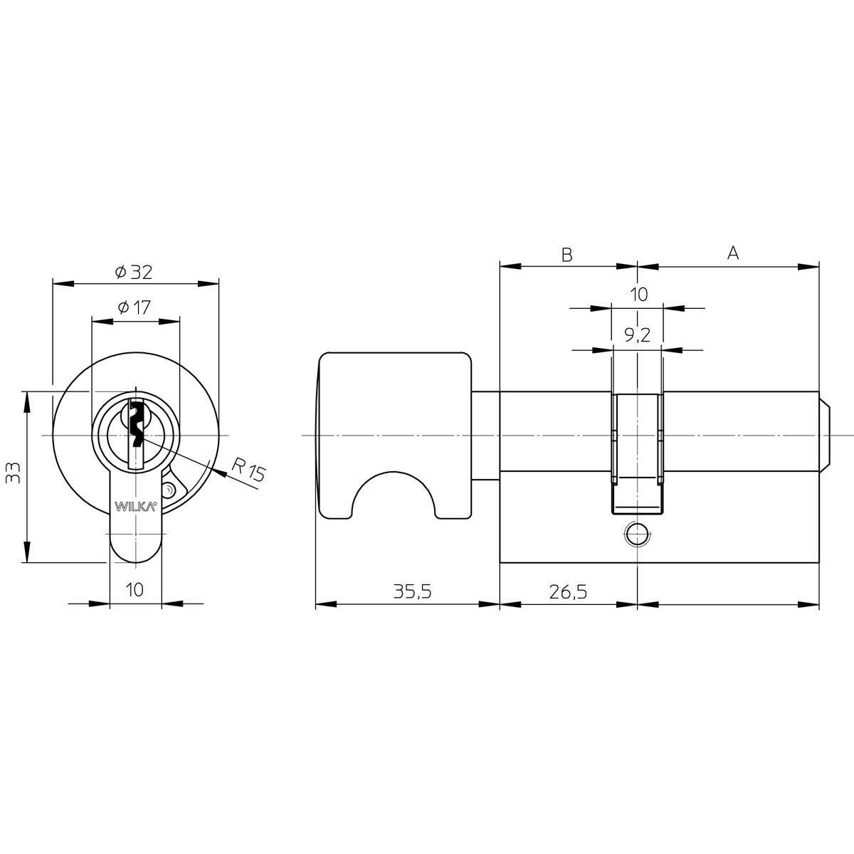 WILKA Knaufzylinder 1484 Mmv S 35-K26 mm