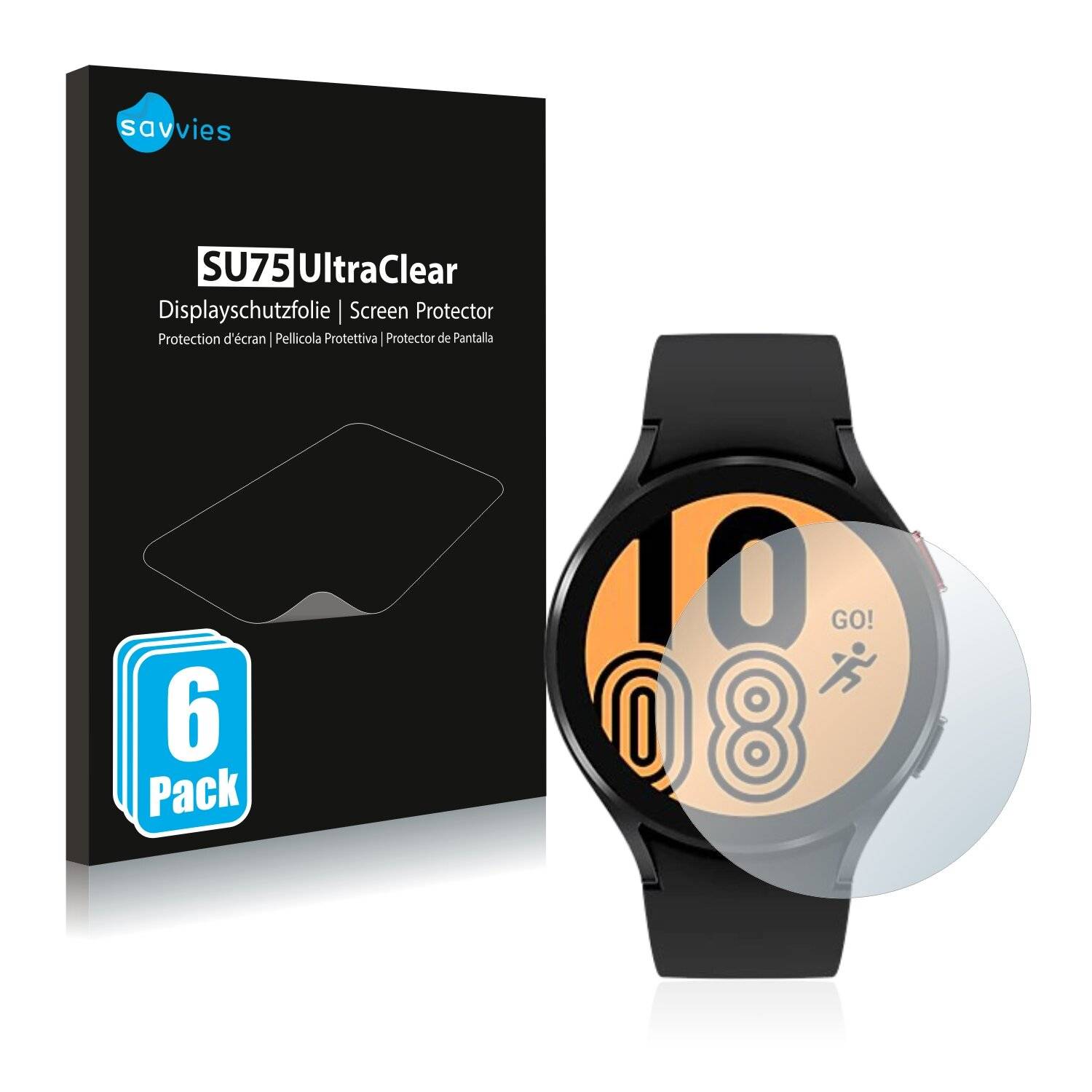 6x Savvies SU75 Displayschutzfolie für Samsung Galaxy Watch 4