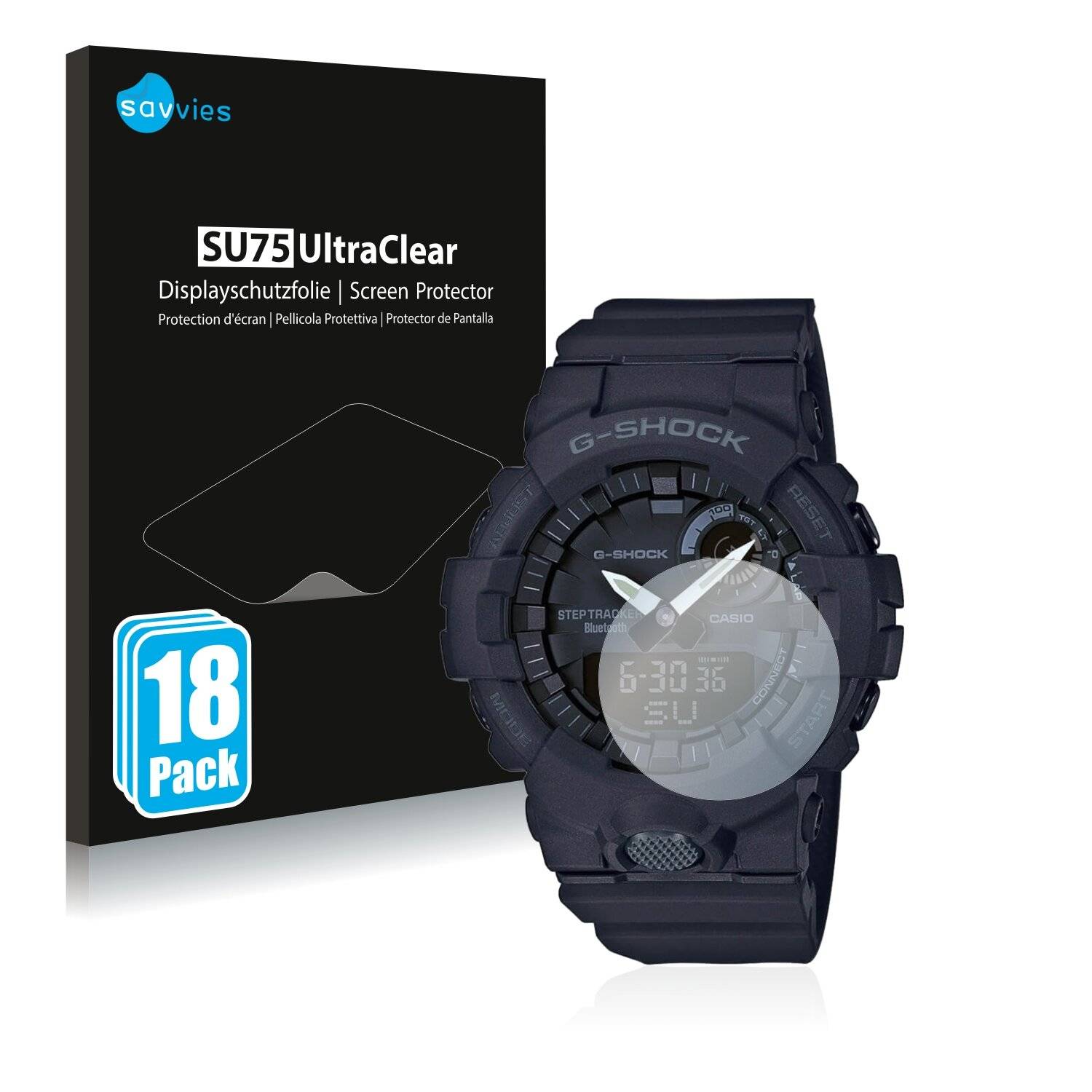 18x Savvies SU75 Displayschutzfolie für Casio G-Shock