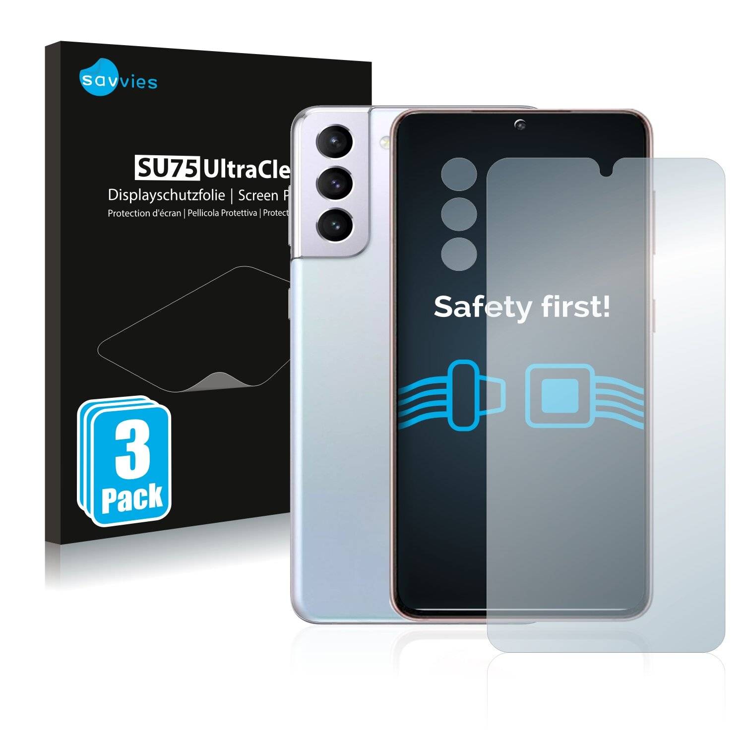 6x Savvies SU75 Displayschutzfolie für Samsung Galaxy S21 5G (Vorderseite +