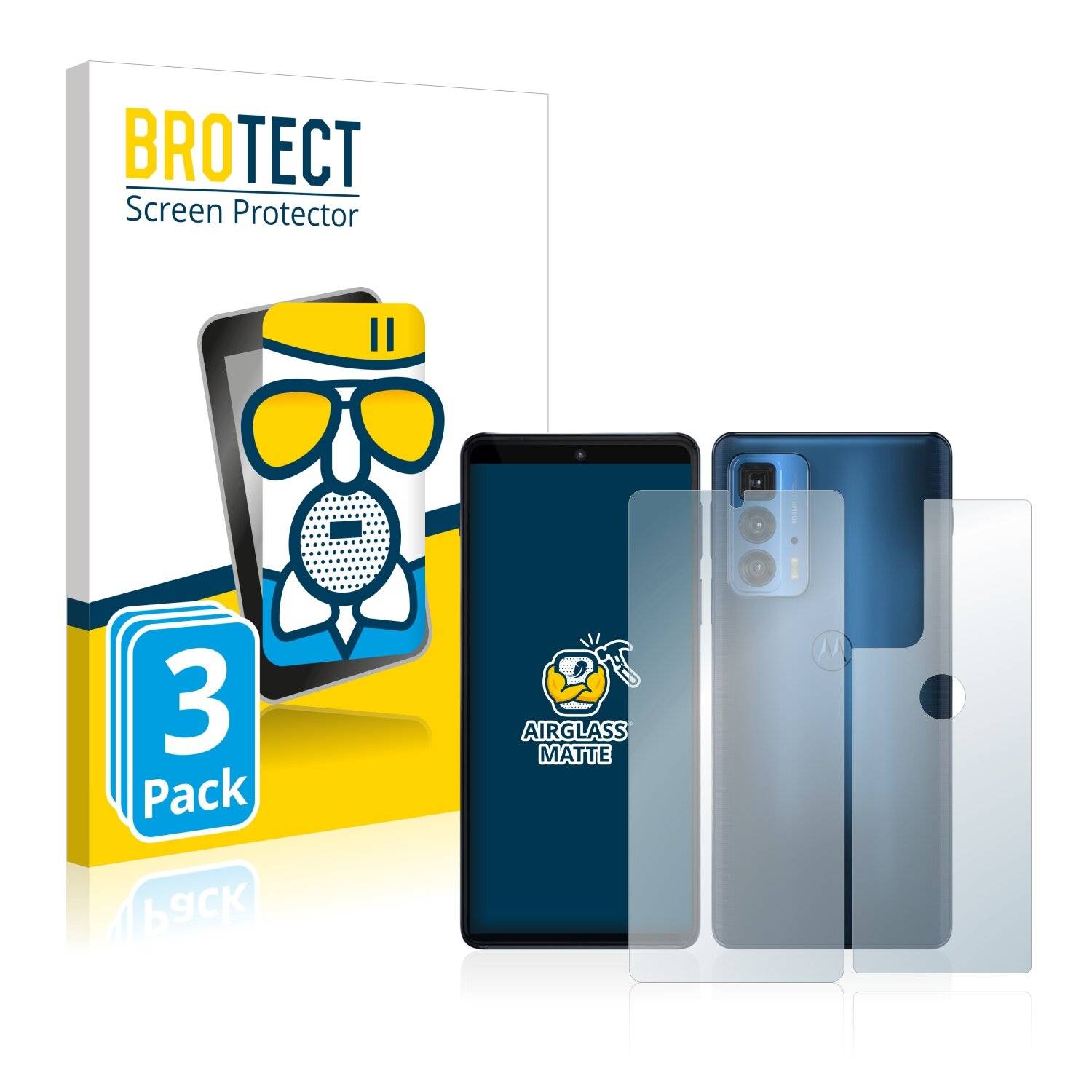 3x BROTECT AirGlass Matte Schutzglas Folie für Motorola Edge S Pro (Vorder +