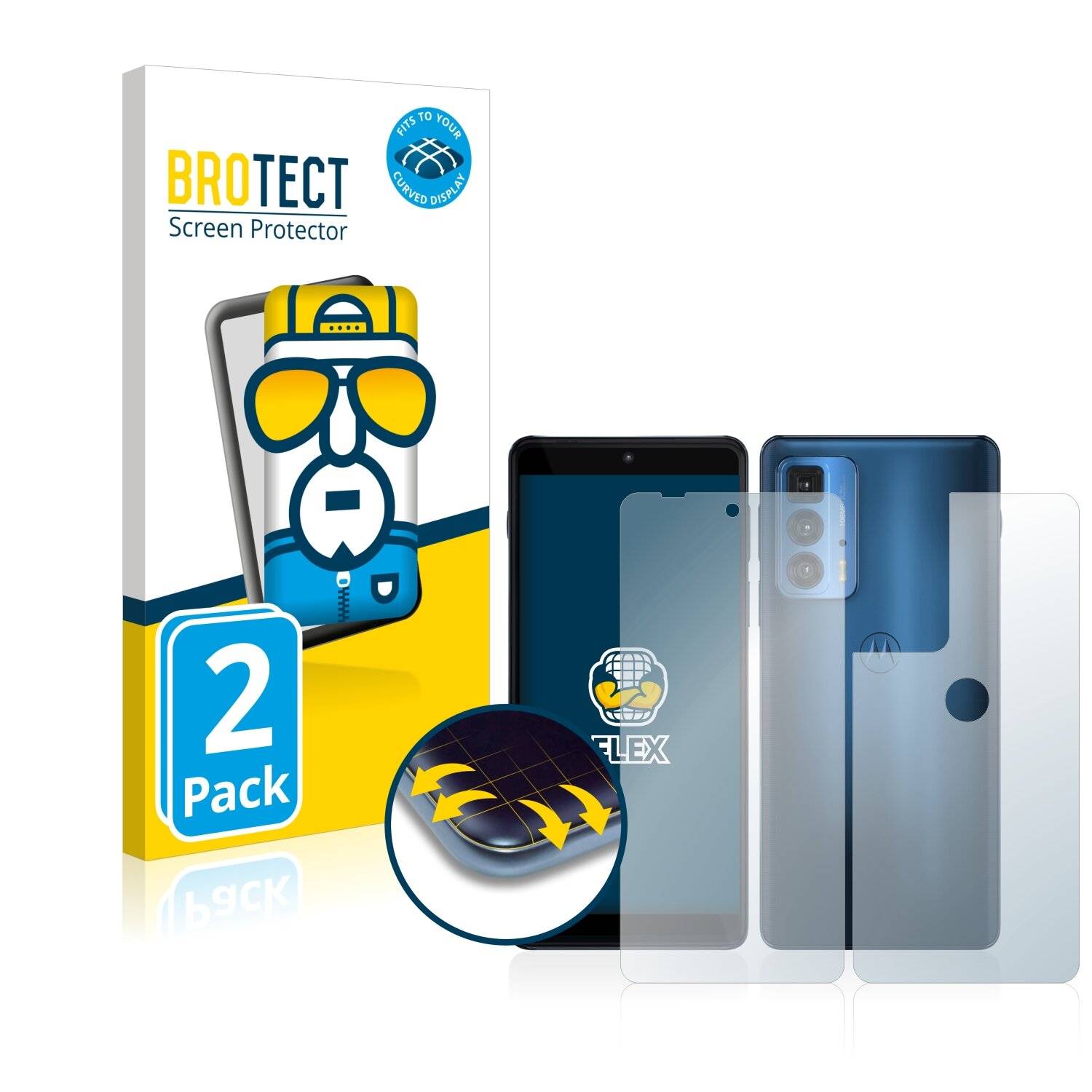 2x BROTECT Flex Full-Cover Displayschutzfolie für Motorola Edge 20 Pro (Vorder +