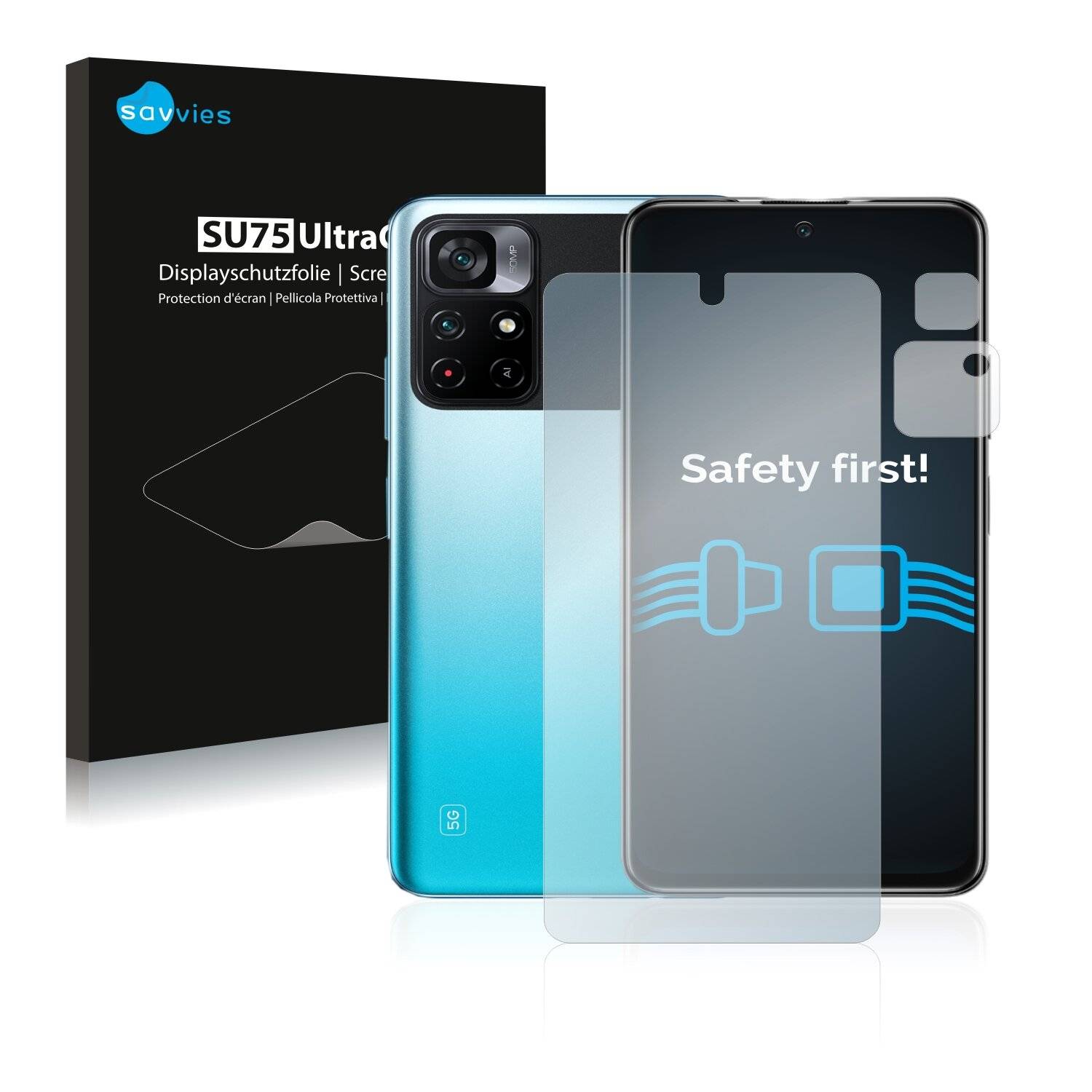 18x Savvies SU75 Displayschutzfolie für Xiaomi Poco M4 Pro 5G (Vorderseite +