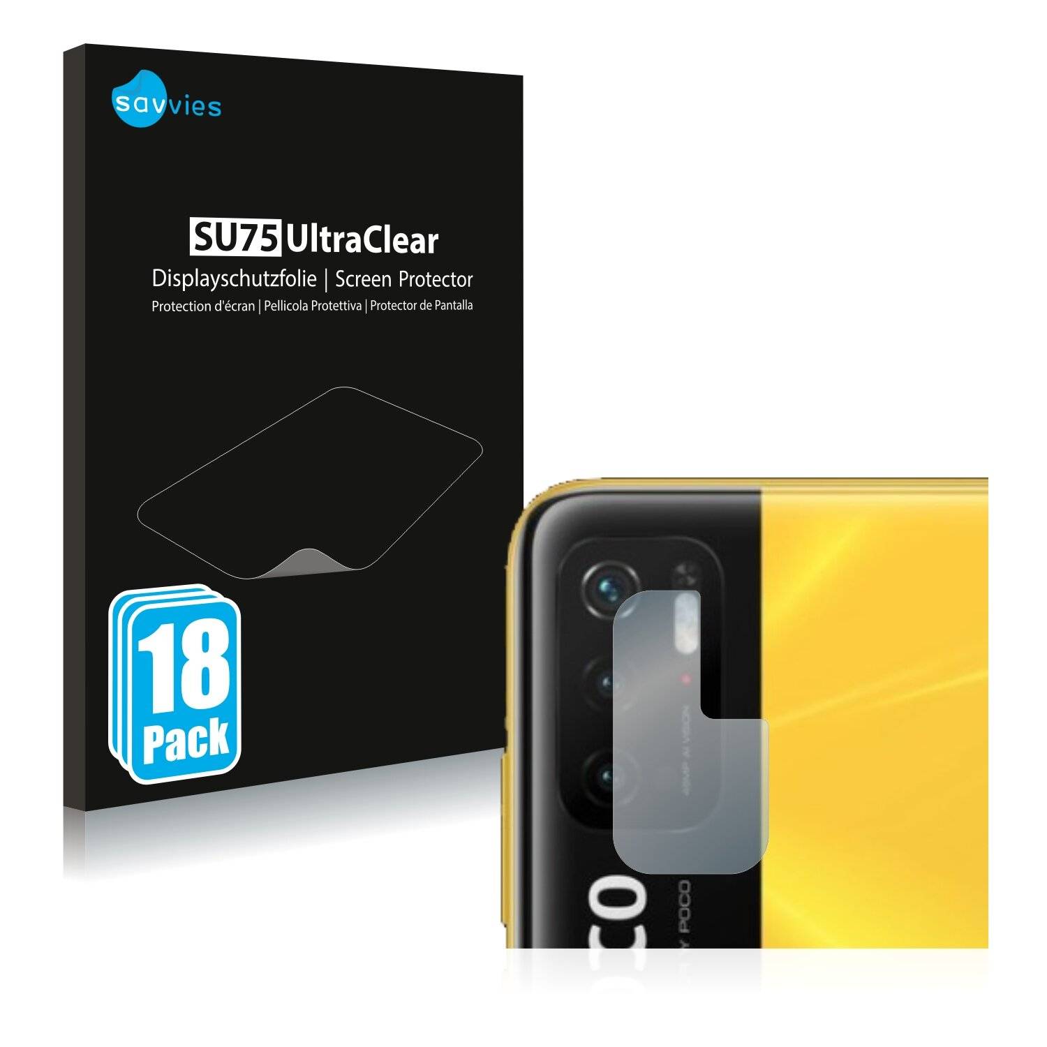 18x Savvies SU75 Displayschutzfolie für Xiaomi Poco M3 Pro (nur