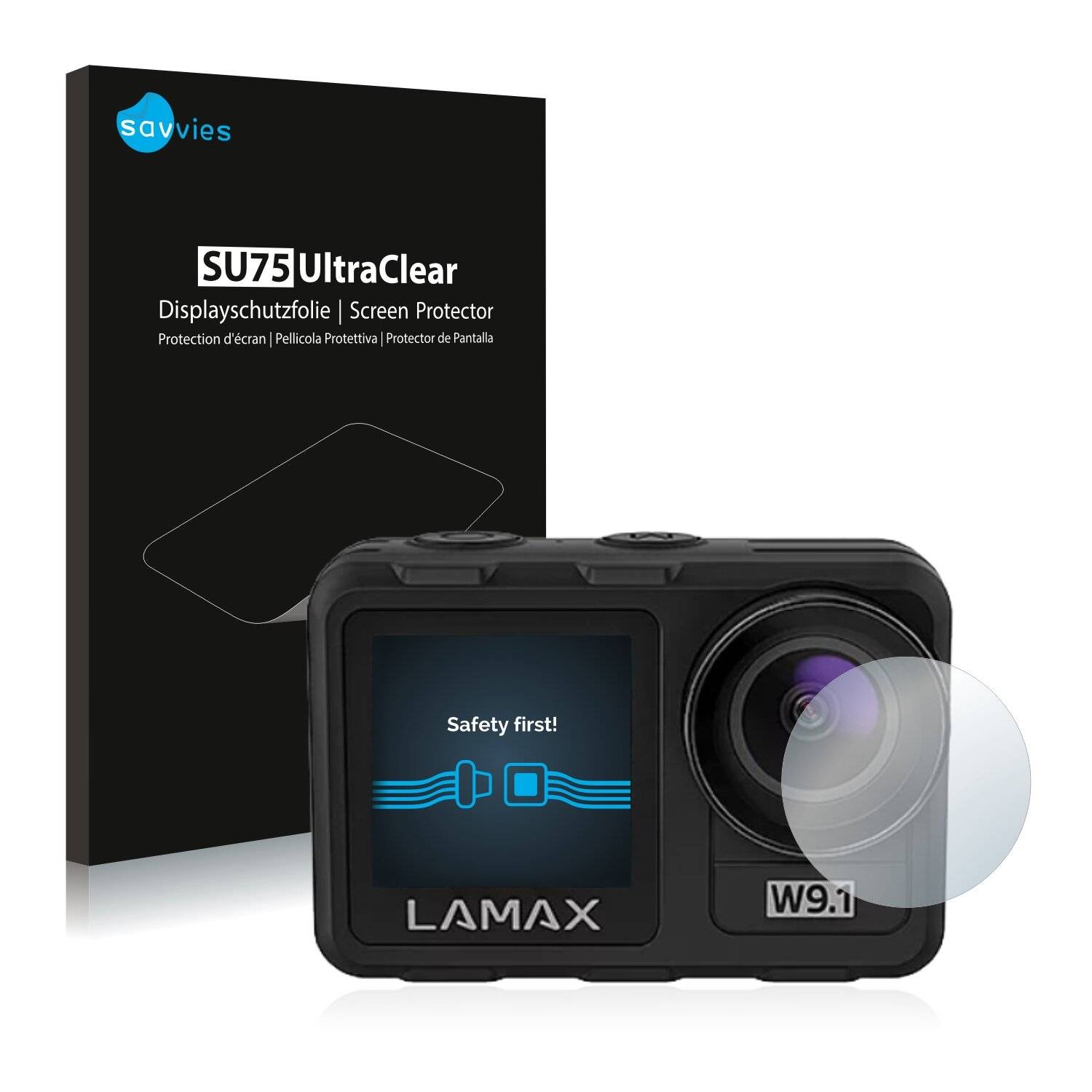 18x Savvies SU75 Displayschutzfolie für Lamax W9.1 Linse