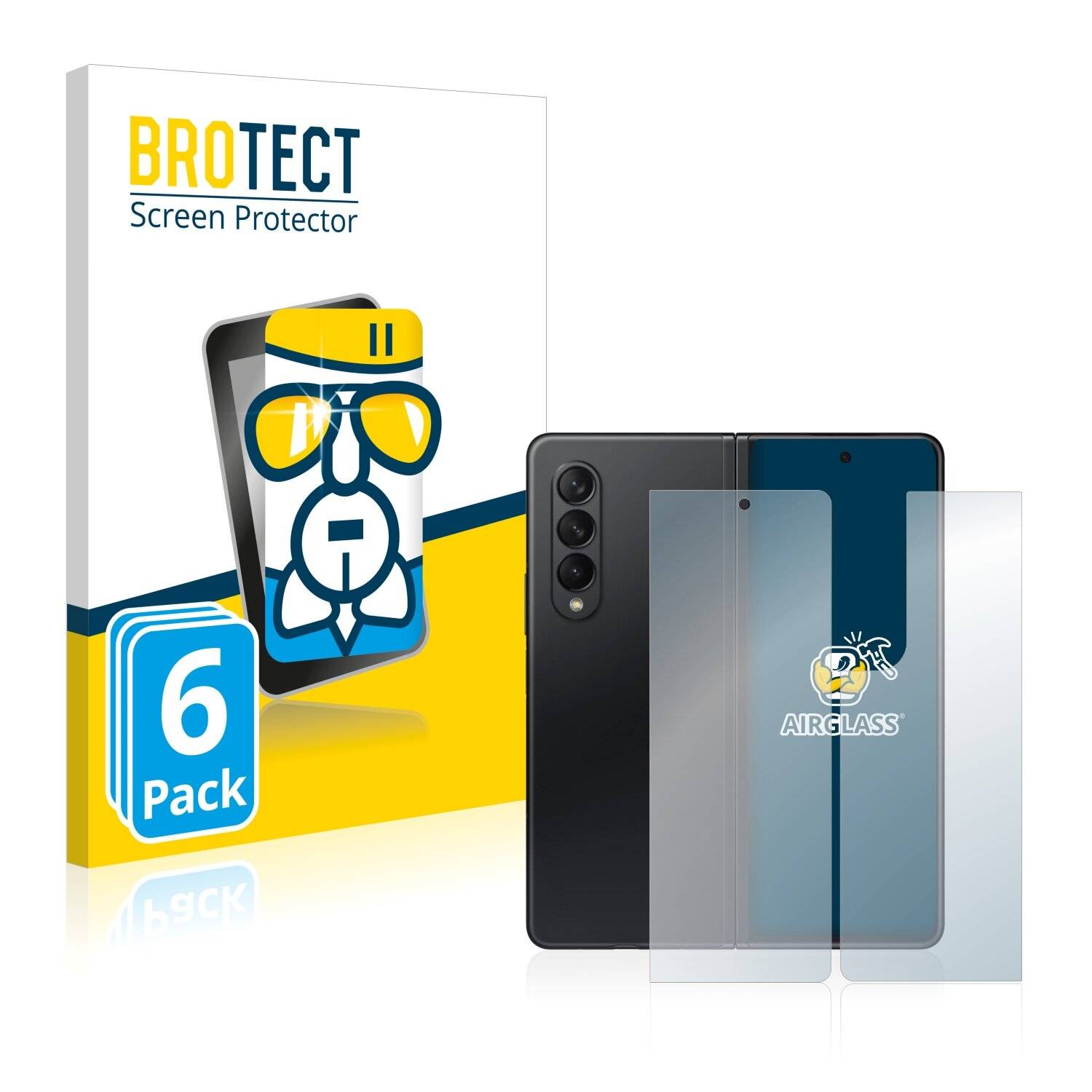 6x BROTECT AirGlass Schutzglas Folie für Samsung Galaxy Z Fold 3 5G (Vorder +
