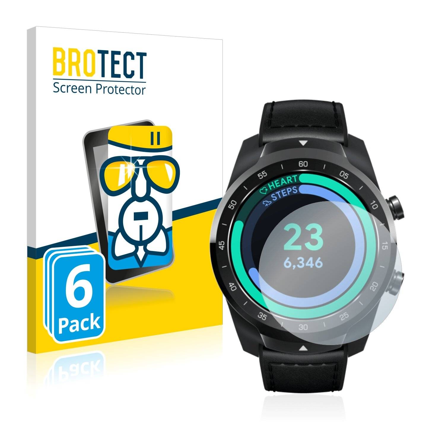 6x BROTECT AirGlass Schutzglas Folie für Mobvoi Ticwatch Pro