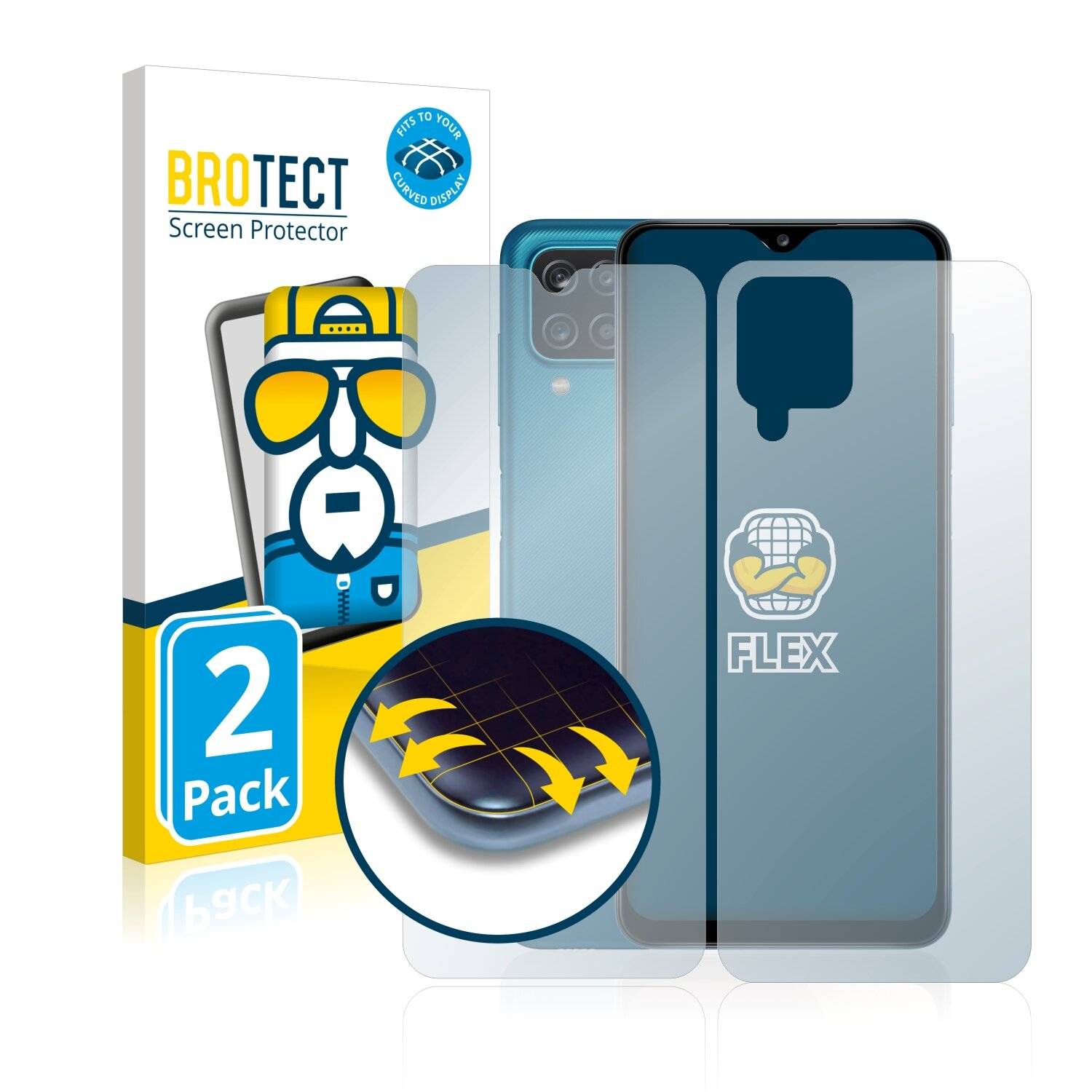 2x BROTECT Flex Full-Cover Displayschutzfolie für Samsung Galaxy A12 (Vorder +