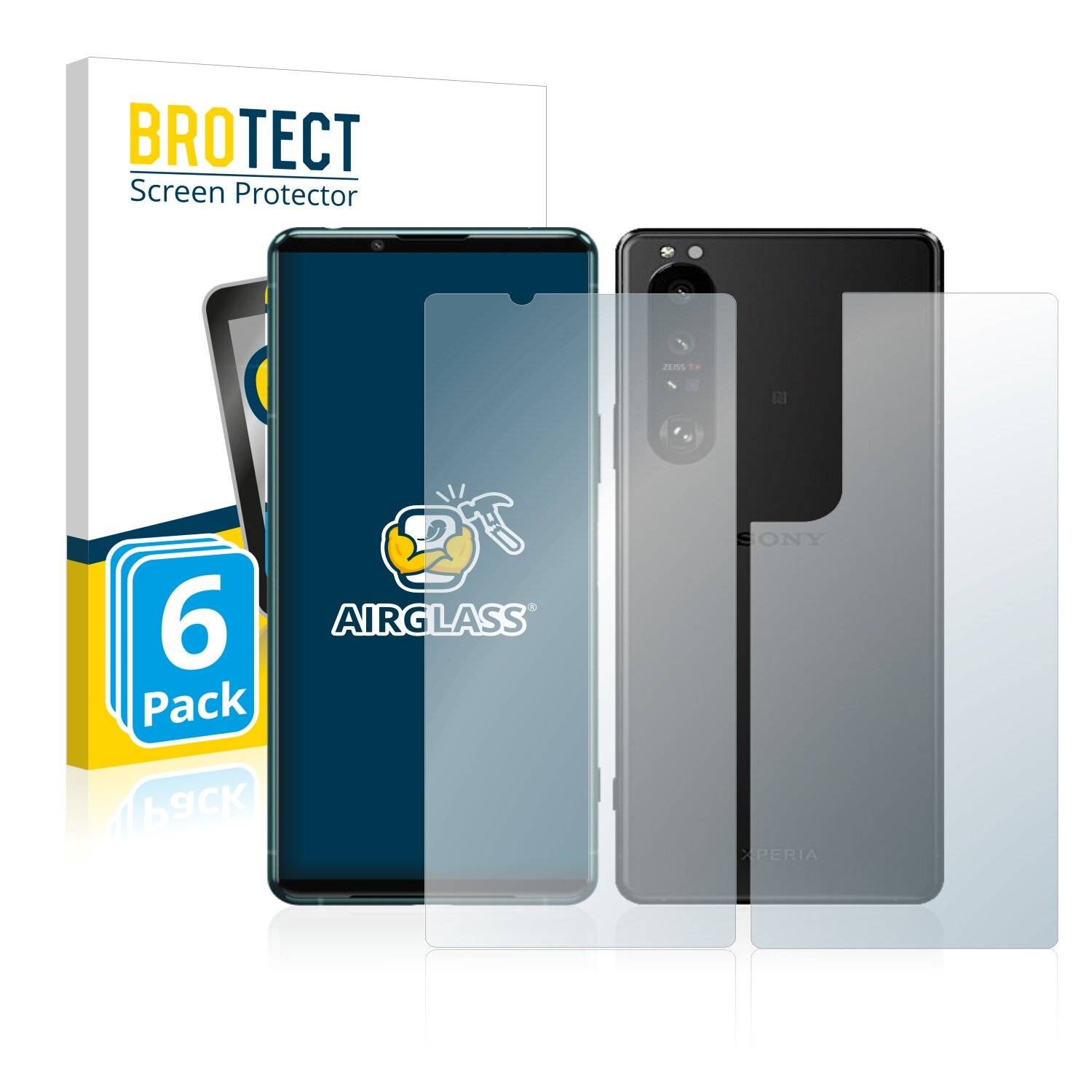 6x BROTECT AirGlass Schutzglas Folie für Sony Xperia 5 III (Vorder +