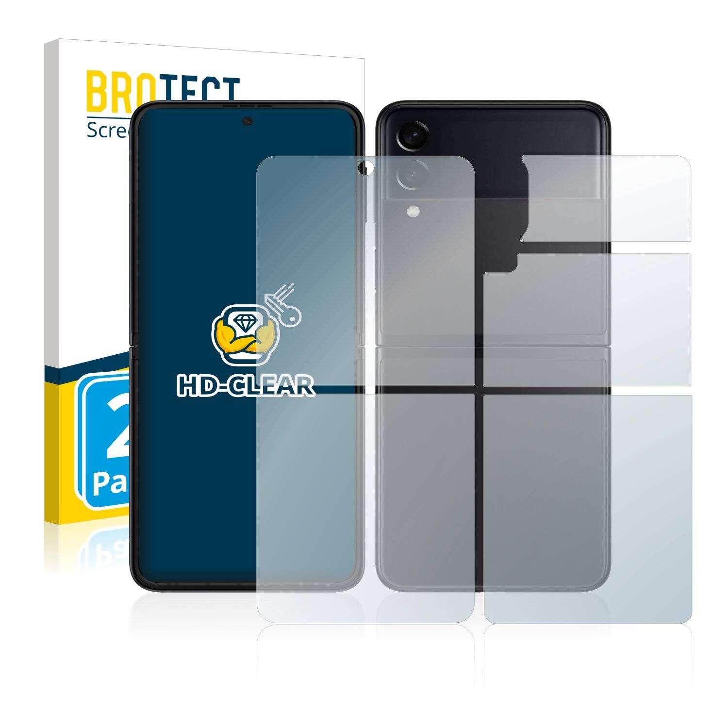 2x BROTECT HD-Clear Displayschutzfolie für Samsung Galaxy Z Flip 3 5G (Vorder +