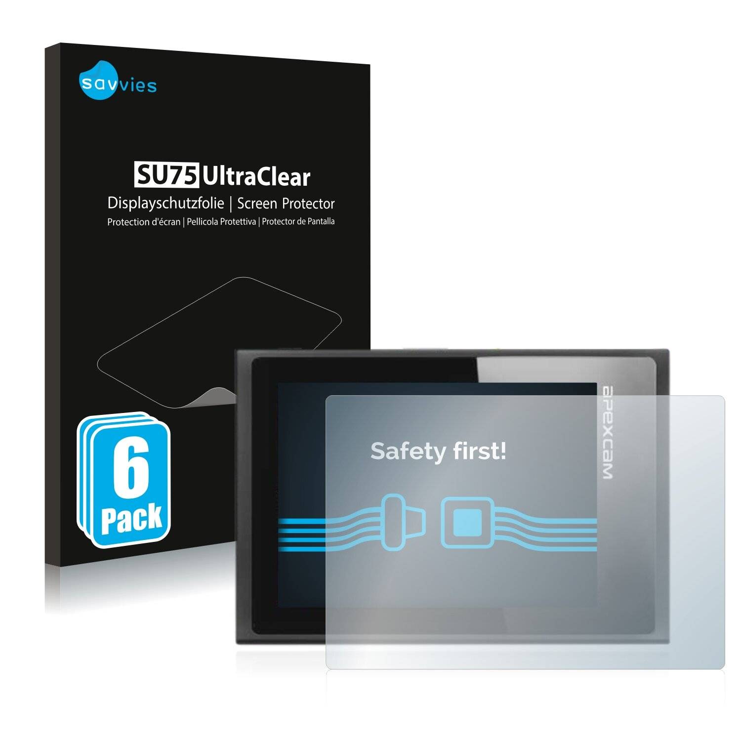 6x Savvies SU75 Displayschutzfolie für Apexcam M80