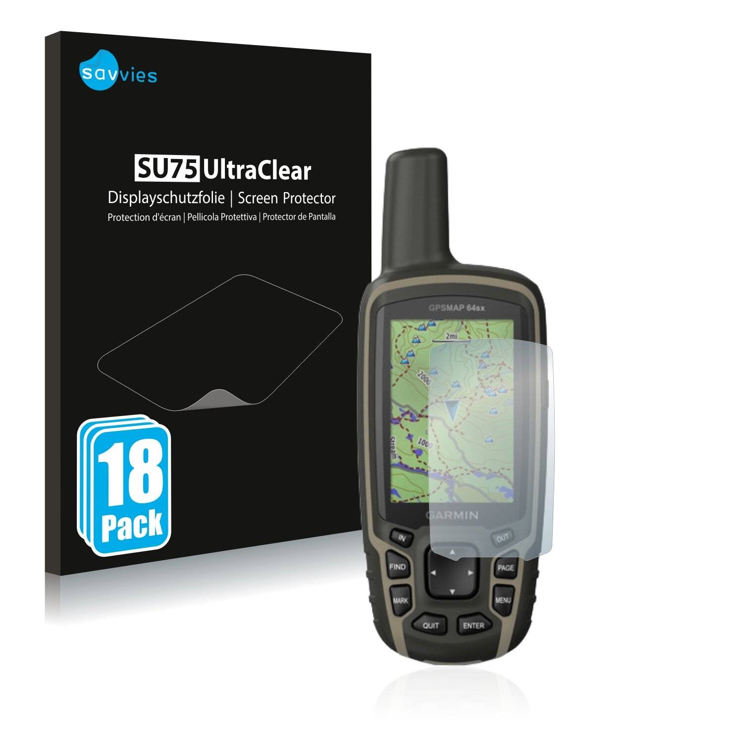 18x Savvies SU75 Displayschutzfolie für Garmin GPSMAP