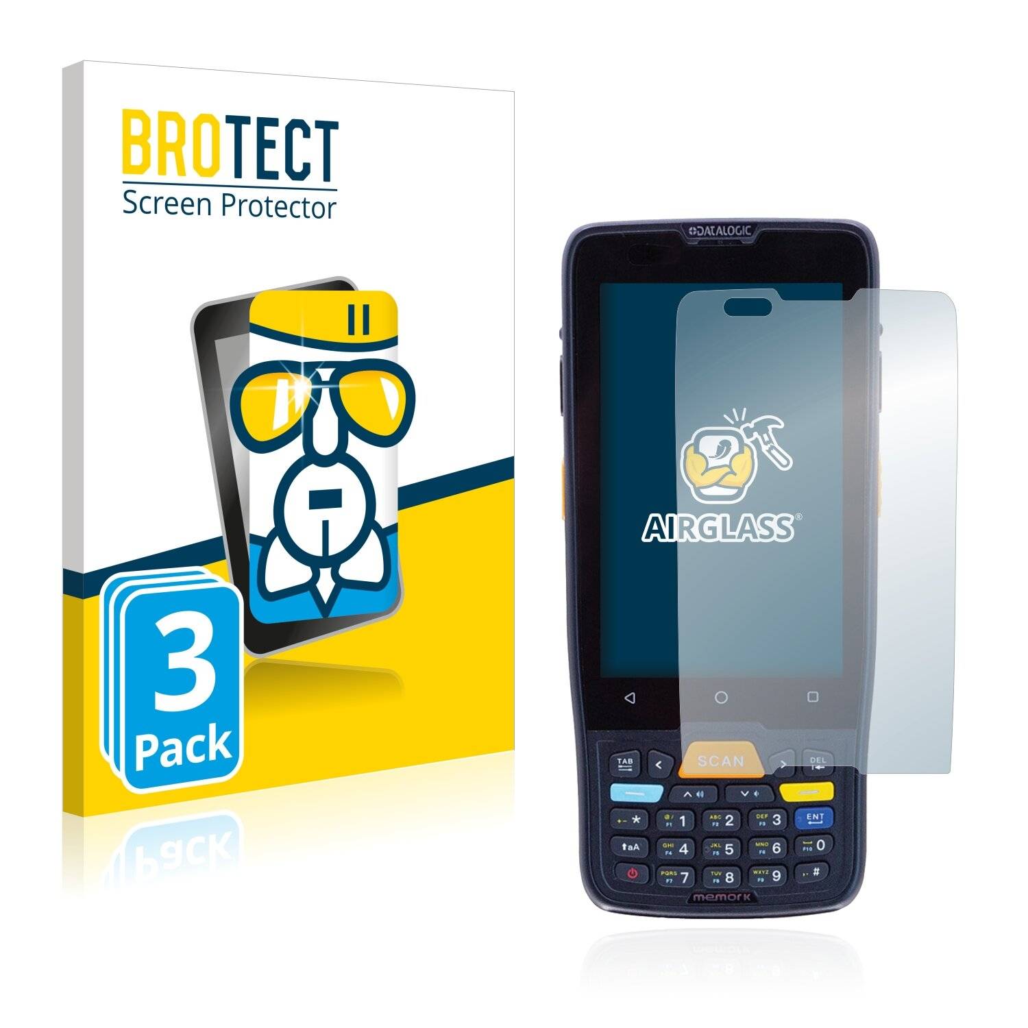 3x BROTECT AirGlass Schutzglas Folie für Datalogic Memor