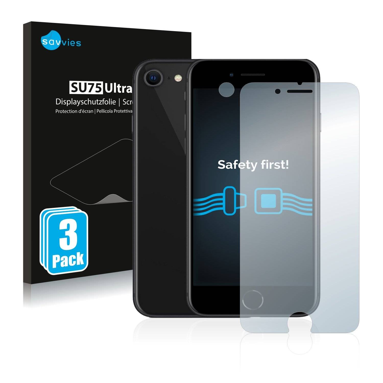 6x Savvies SU75 Displayschutzfolie für Apple iPhone SE 2 2020 (Vorderseite +