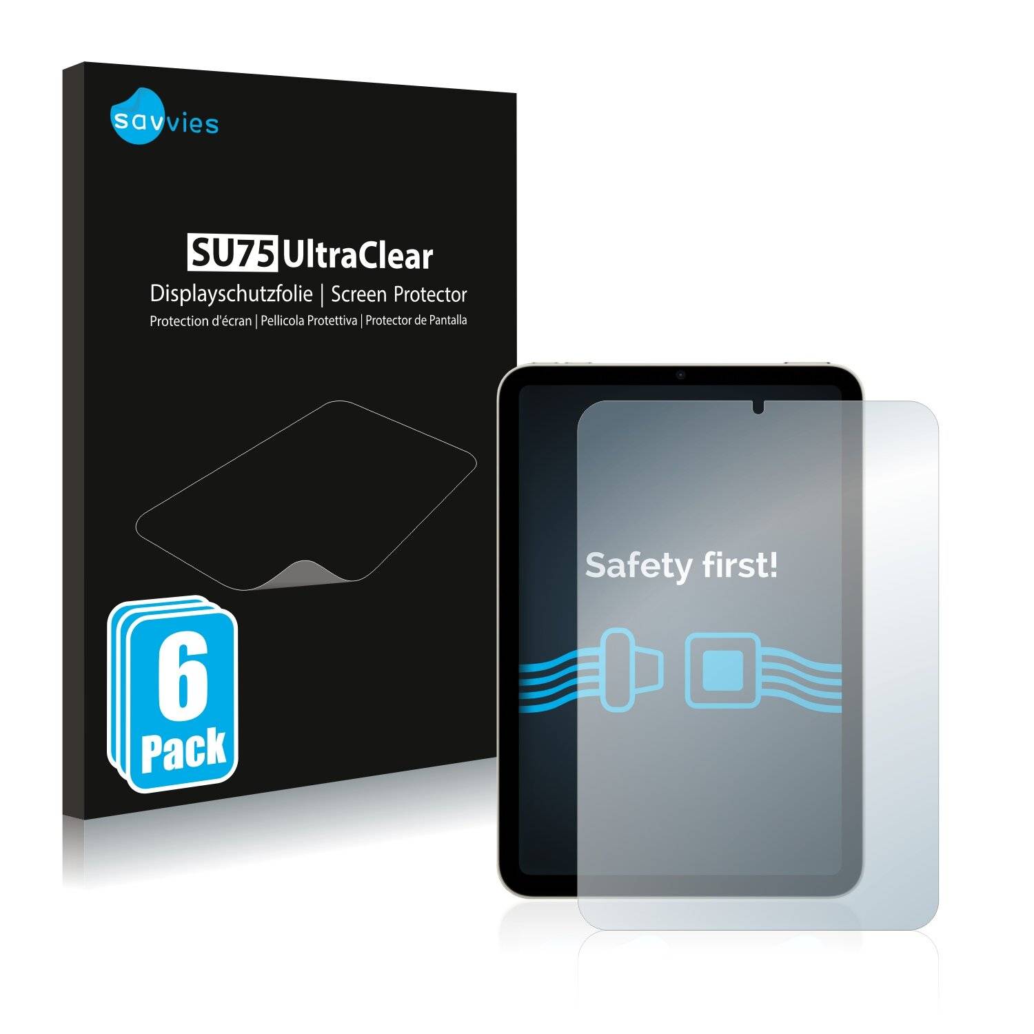 6x Savvies SU75 Displayschutzfolie für Apple iPad Mini 6 WiFi Cellular