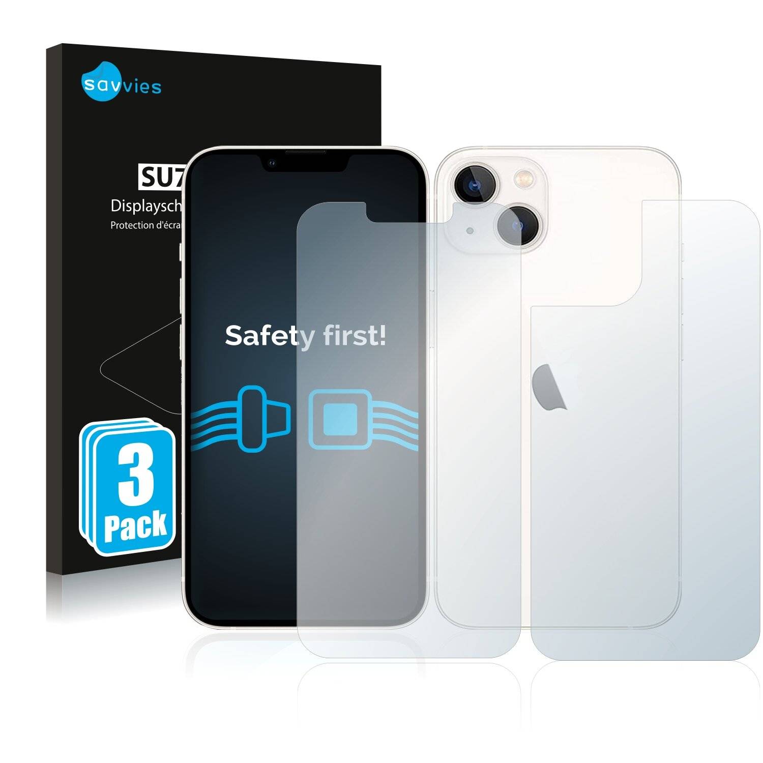 6x Savvies SU75 Displayschutzfolie für Apple iPhone 13 (Vorder +