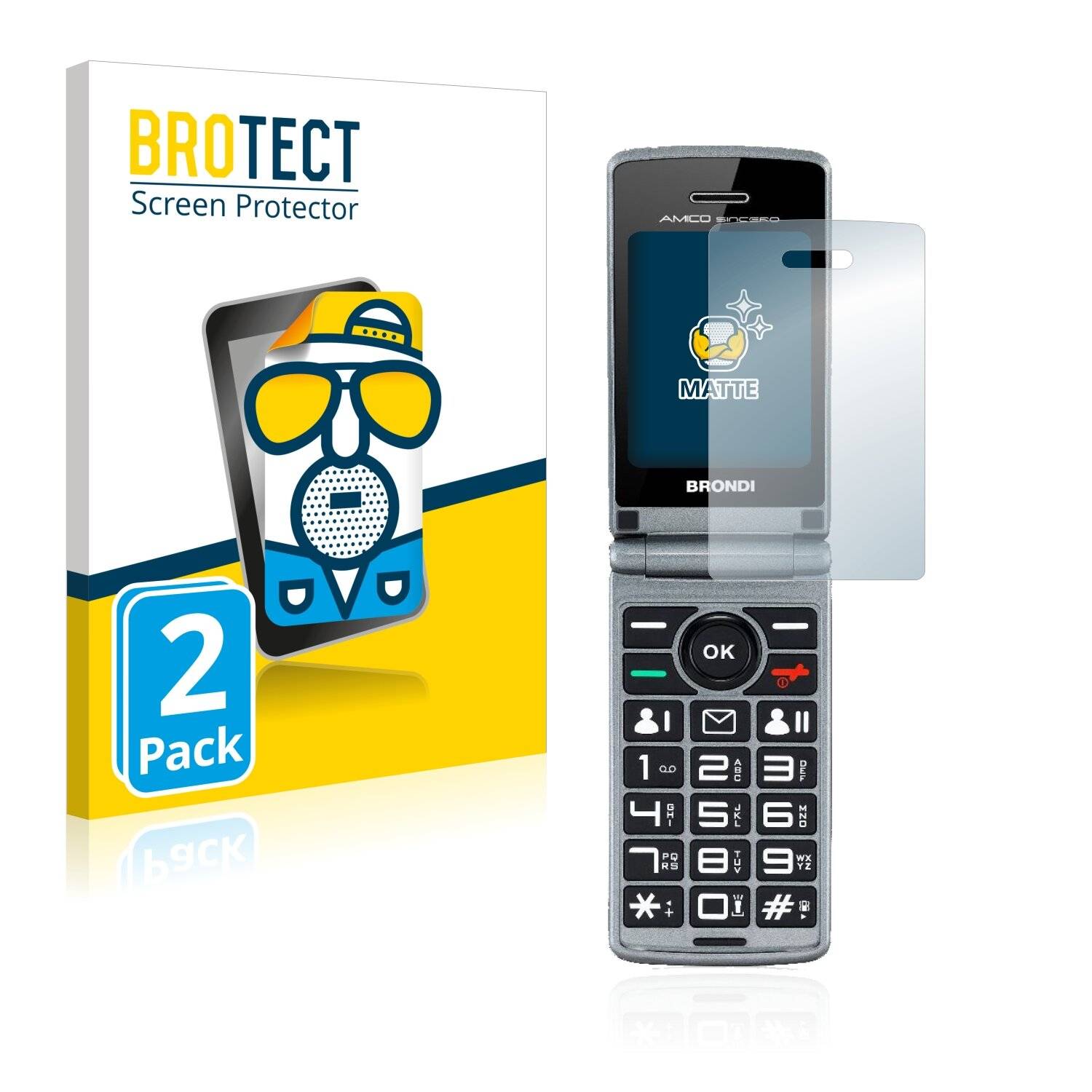 2x BROTECT Matte Displayschutzfolie für Brondi Amico Sincero - Entspiegelt,