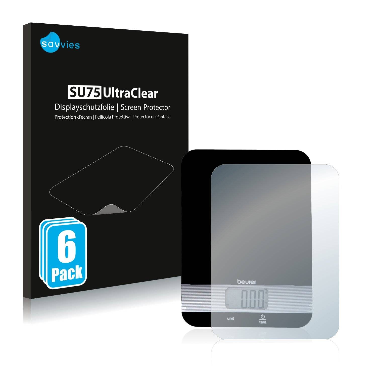 6x Savvies SU75 Displayschutzfolie für Beurer KS 19 Kitchen