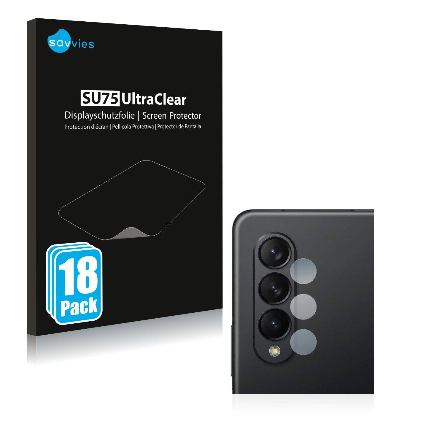 18x Savvies SU75 Displayschutzfolie für Samsung Galaxy Z Fold 3 5G (NUR
