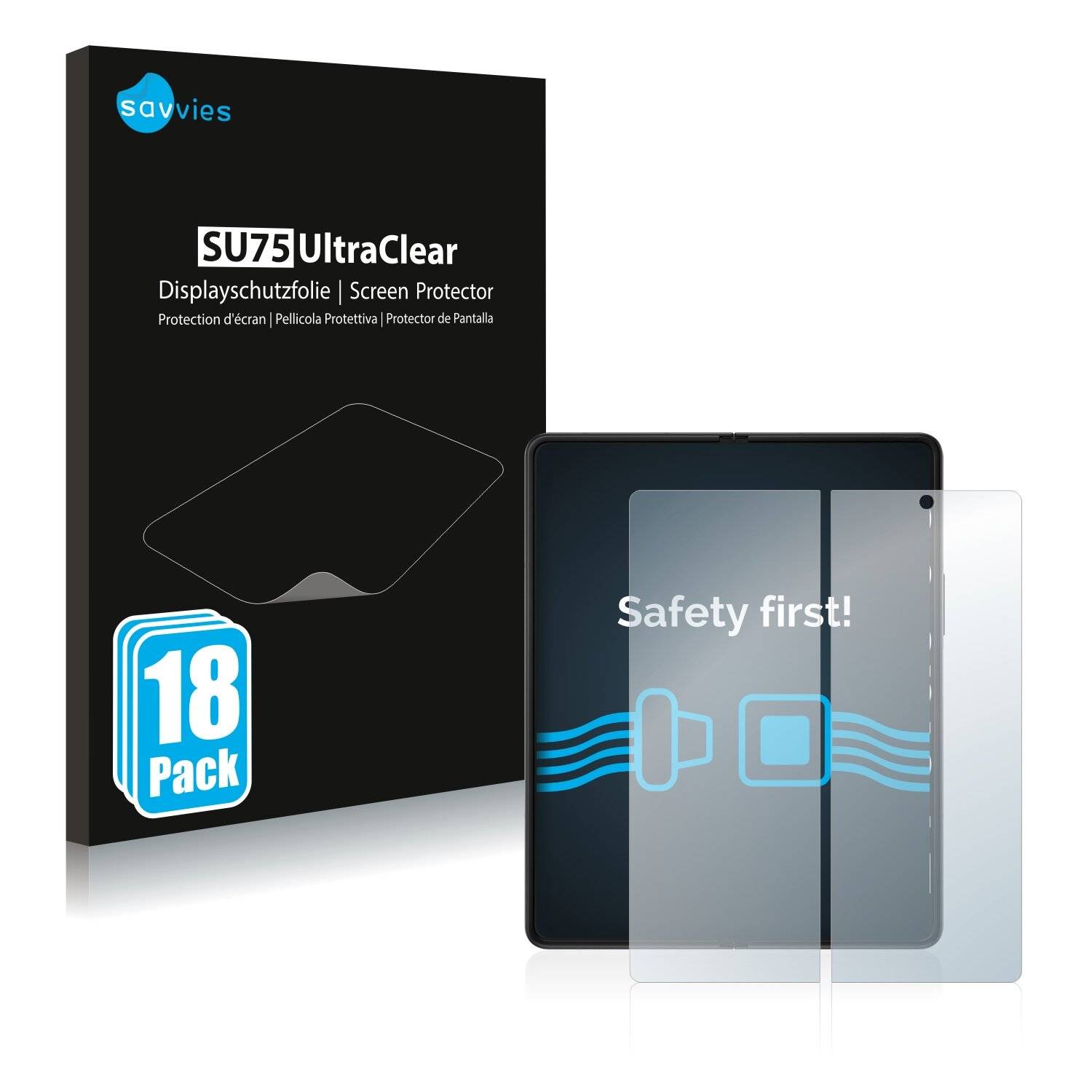 18x Savvies SU75 Displayschutzfolie für Samsung Galaxy Z Fold 3 5G (Inneres