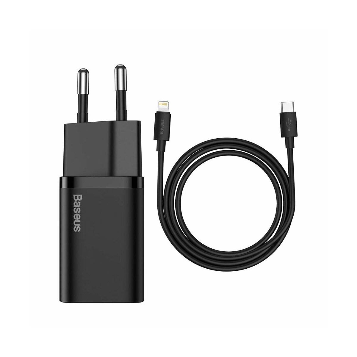 Baseus Super Si 1C Schnellladegerät USB Typ C 20W Power Delivery + USB-Kabel Typ C - iPhone 1m schwarz (TZCCSUP-B01)