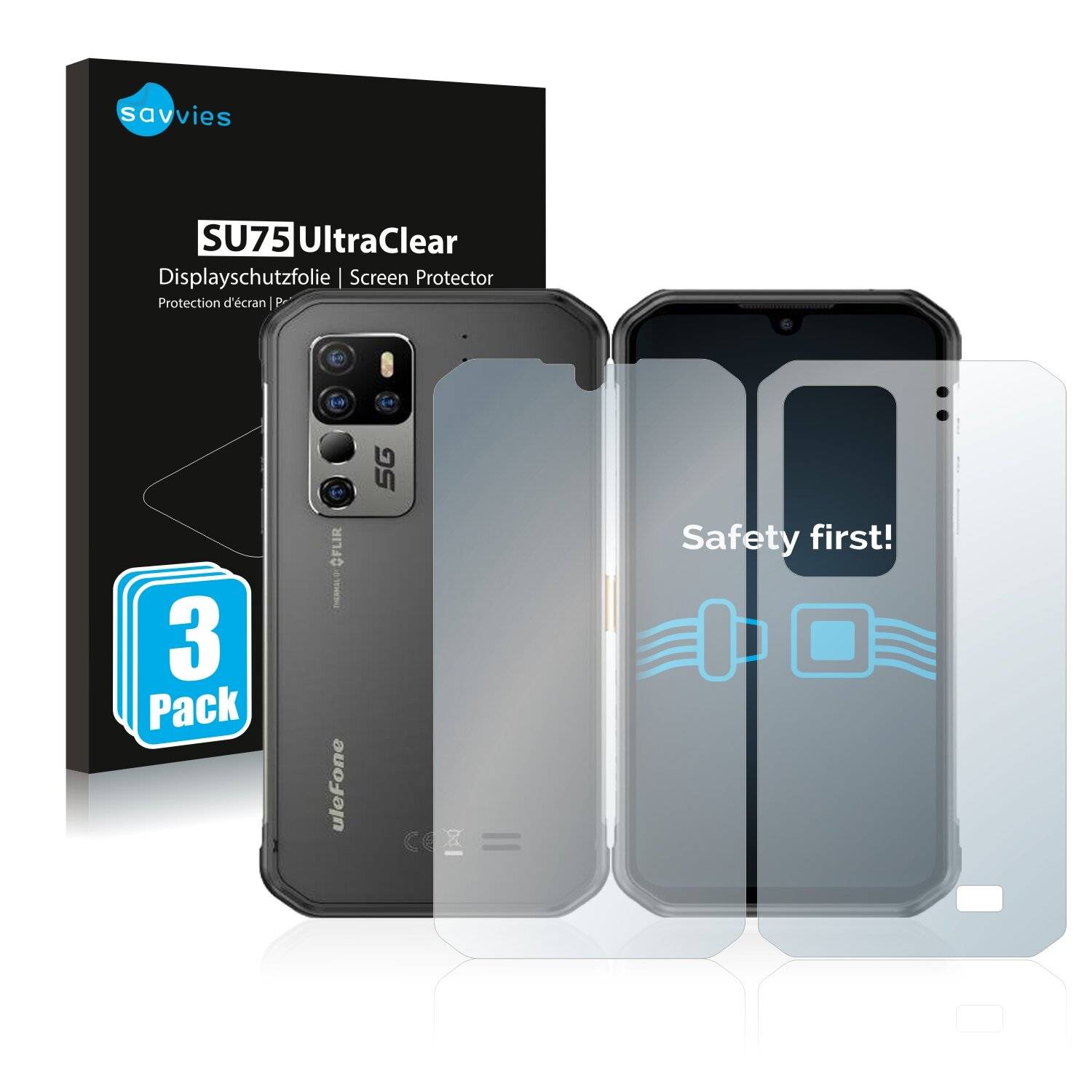 6x Savvies SU75 Displayschutzfolie für Ulefone Armor 11T 5G (Vorder +