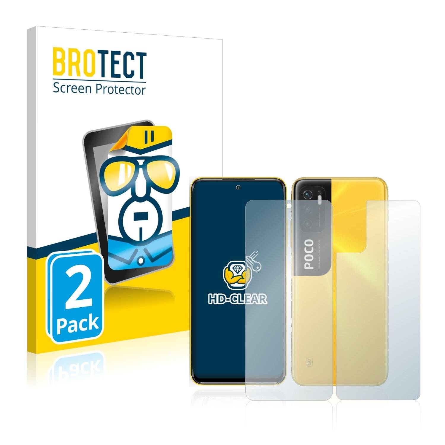 2x BROTECT HD-Clear Displayschutzfolie für Xiaomi Poco M3 Pro 5G (Vorder +