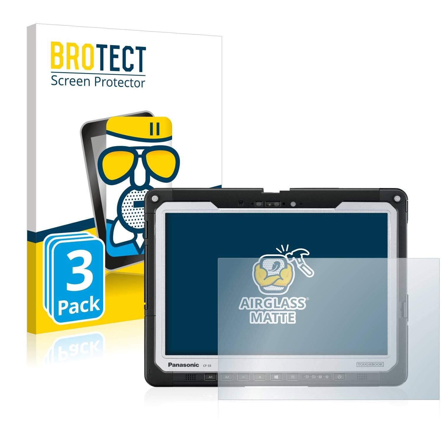 3x BROTECT AirGlass Matte Schutzglas Folie für Panasonic Toughbook 33