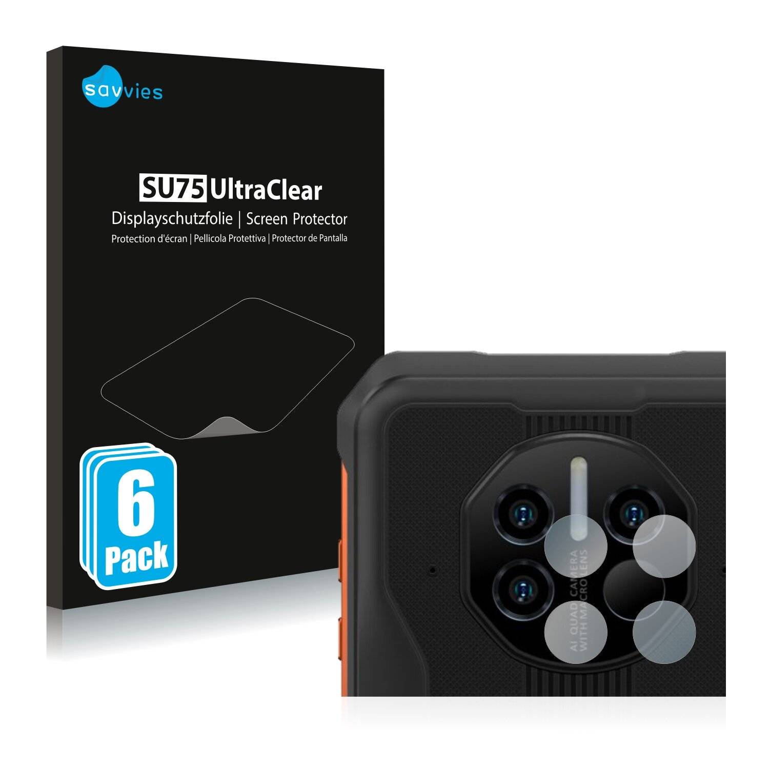 6x Savvies SU75 Displayschutzfolie für Doogee V10 (NUR