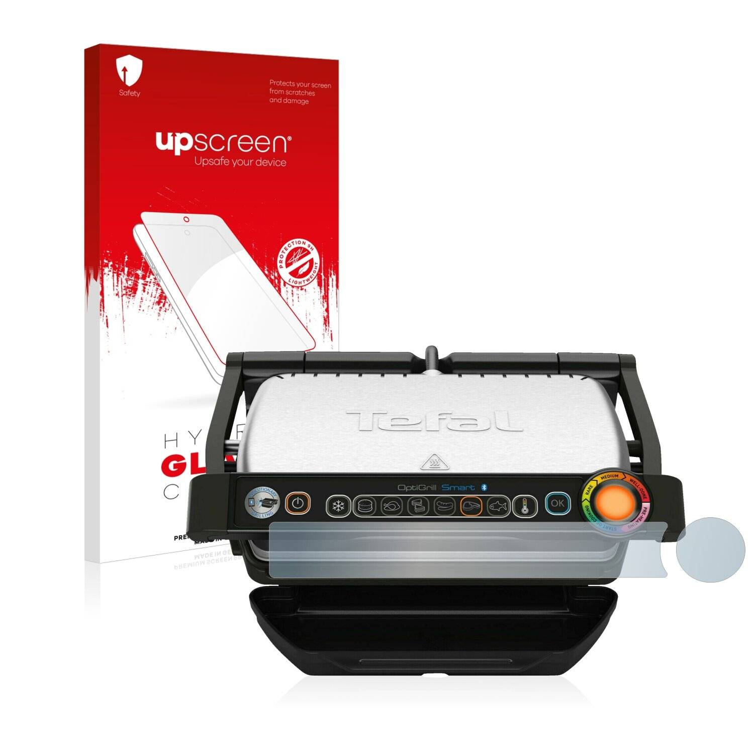 upscreen Hybrid Glass Clear Premium Schutzglas Folie für Tefal GC730D OptiGrill+